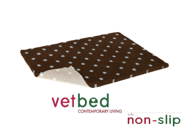 Vetbed® Non-Slip brown with blue polka dot 100 x 150 cm