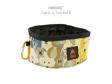 Firedog Click & Go cestovná miska 1,0 L Doggies žltá