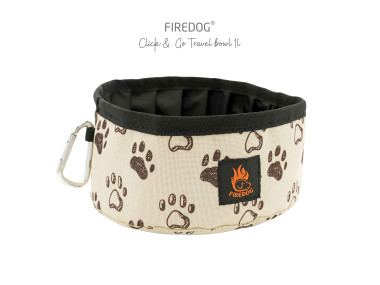 Firedog Click & Go cestovná miska 1,0 L Labky béžová