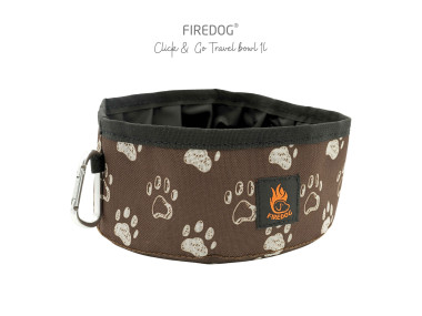Firedog Click & Go cestovná miska 1,0 L Labky hnedá