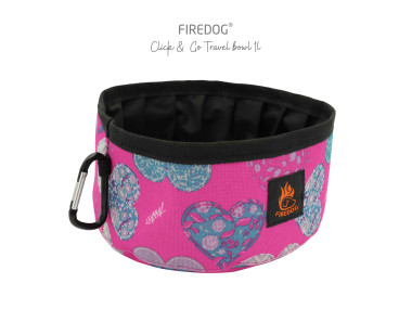 Firedog Click & Go travel bowl 1,0 L Fuchsia Hearts