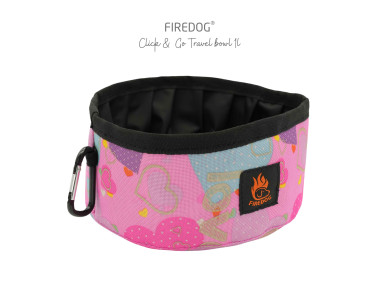 Firedog Click & Go travel bowl 1,0 L Pastel Hearts