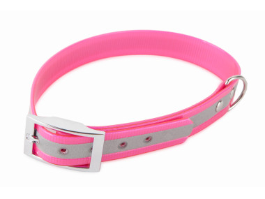Firedog BioThane Halsband Basic Reflekt 25 mm 35-43 cm rosa