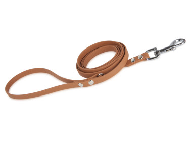 Firedog BioThane Hundeleine 13 mm 2 m mit Handschlaufe & D-Ring  hellbraun