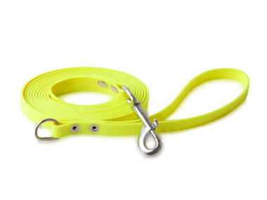 Firedog BioThane Hundeleine 13 mm 3 m mit Handschlaufe & D-Ring neongelb