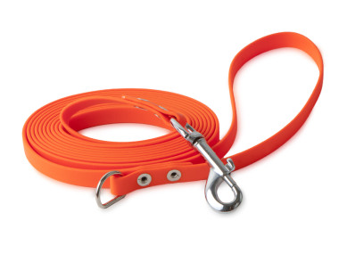 Firedog BioThane Hundeleine 13 mm 1,2 m mit Handschlaufe & D-Ring orange