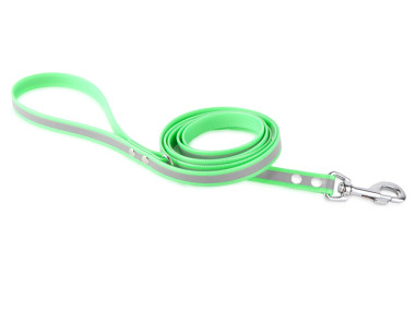 Firedog BioThane Hundeleine Reflekt 19 mm 2 m mit Handschlaufe & D-Ring hellgrün