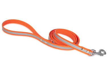 Firedog BioThane Hundeleine Reflekt 19 mm 2 m mit Handschlaufe & D-Ring orange