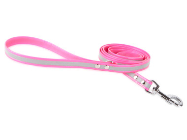 Firedog BioThane Hundeleine Reflekt 19 mm 1,2 m mit Handschlaufe & D-Ring rosa
