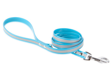 Firedog BioThane Hundeleine Reflekt 25 mm 2 m mit Handschlaufe & D-Ring türkis