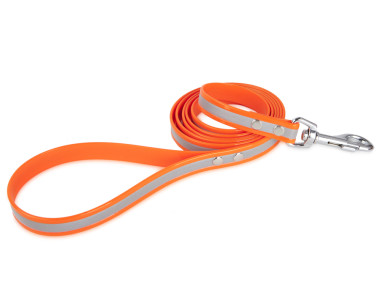 Firedog BioThane Hundeleine Reflekt 19 mm 1,2 m mit Handschlaufe orange