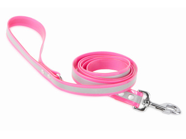 Firedog BioThane Dog leash Reflect 25 mm 3 m with handle & D-ring pink