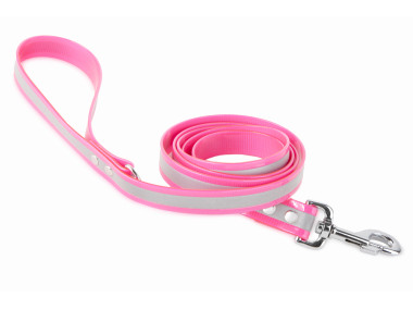 Firedog BioThane Hundeleine Reflekt 25 mm 2 m mit Handschlaufe & D-Ring rosa
