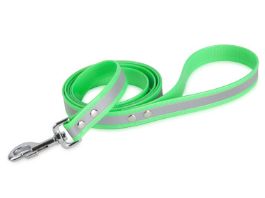 Firedog BioThane Dog leash Reflect 25 mm 1,2 m with handle & D-ring  light green