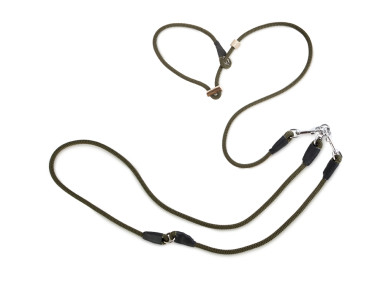 Firedog Hunting leash 8 mm L 345 cm moxon with double hornstop khaki