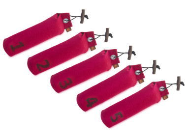 Firedog 5-er Set Standard Dummy 500 g weinrot nummeriert 1-5
