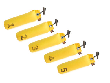 Firedog 5-er Set Standard Dummy 500 g gelb nummeriert 1-5