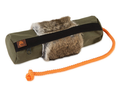 Firedog Futterdummy groß khaki mit Kaninchenfellring