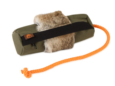 Firedog Futterdummy klein khaki mit Kaninchenfellring