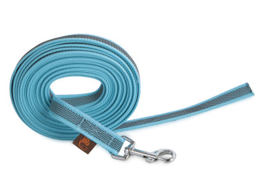 Firedog Gummierte Schleppleine 20 mm klassischer Karabiner 10 m aquablau
