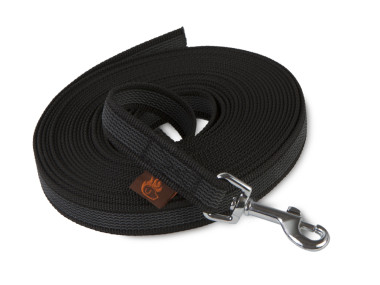 Firedog Gummierte Schleppleine 20 mm klassischer Karabiner 10 m schwarz