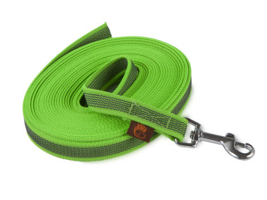 Firedog Gummierte Schleppleine 20 mm klassischer Karabiner 7,5 m neongrün