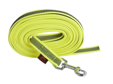 Firedog Gummierte Schleppleine 20 mm klassischer Karabiner 10 m neongelb