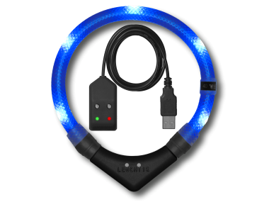 LED Light dog collar LEUCHTIE Easy Charge USB blue 47,5 cm