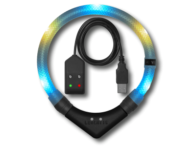 LEUCHTIE Easy Charge USB LED svietiaci obojok ľadovomodrý-vanilkový 35 cm
