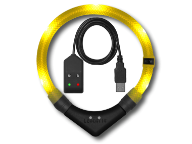LEUCHTIE Easy Charge USB LED svietiaci obojok žltý 60 cm