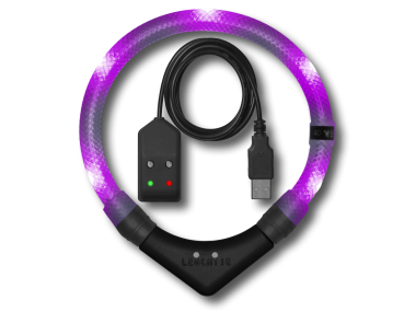 Leuchthalsband LEUCHTIE Easy Charge USB lavendel im weißen Gewebeschlauch 47,5 cm