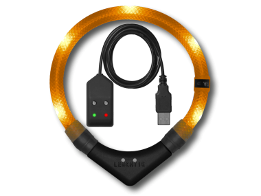 LED Light dog collar LEUCHTIE Easy Charge USB sunset orange 47,5 cm