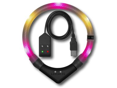 LED Light dog collar LEUCHTIE Easy Charge USB hot pink-vanilla 37,5 cm