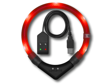 LED Light dog collar LEUCHTIE Easy Charge USB red 52,5 cm