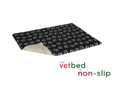 Vetbed® Non-Slip black with grey paws 100 x 150 cm