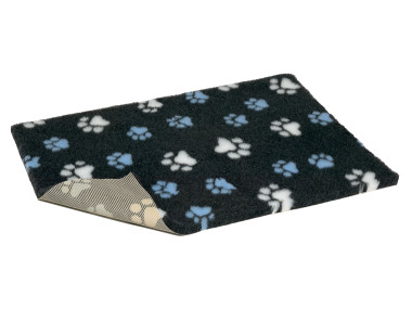 Vetbed® Non-Slip charcoal with blue and white paws 100 x 150 cm