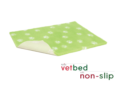 Vetbed® Rutschfest limettengrün mit weissen Pfoten 100 x 150 cm